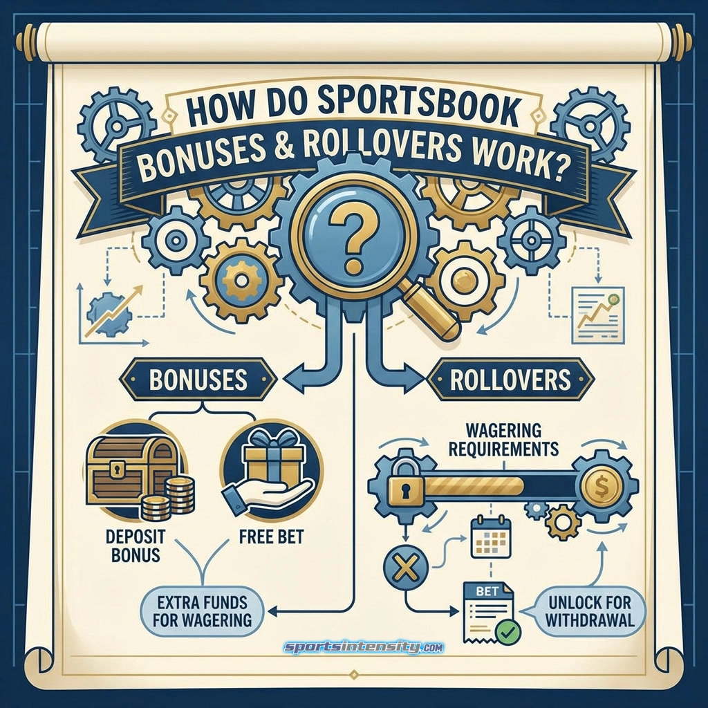 an image depicting how sportsbook bonuses and rollovers work