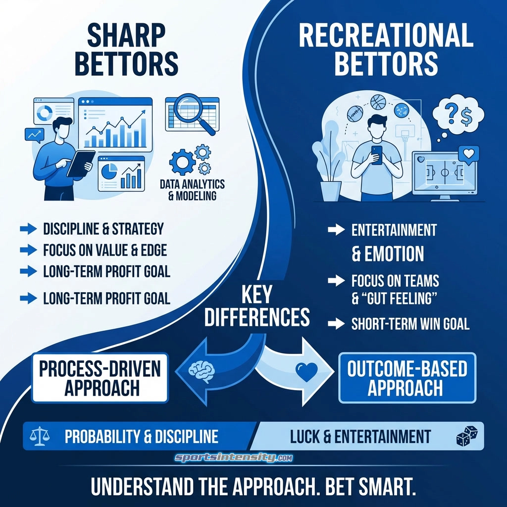 an infographic contrasting sharp and recreational bettors