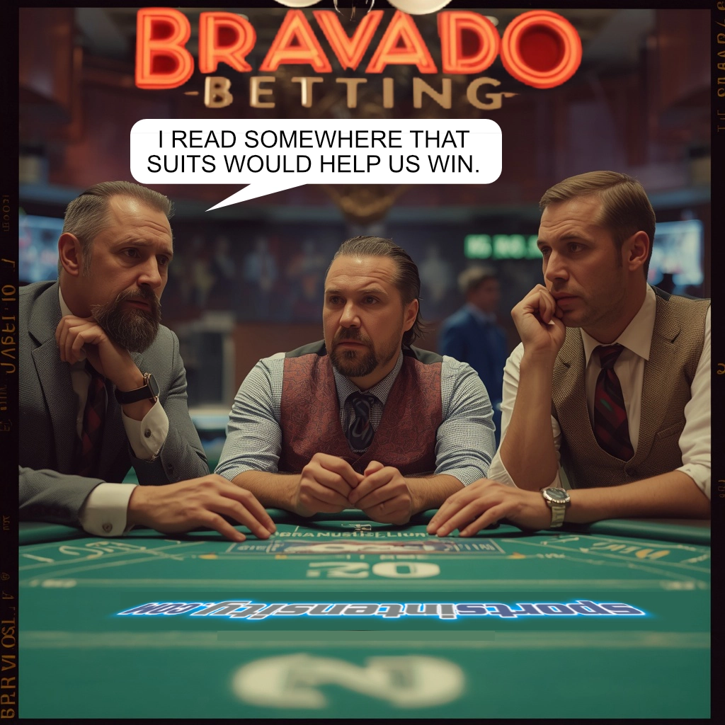 an image depicting three men who no longer enjoy bravado betting