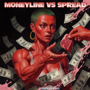 an image depicting a woman trying to understand the meaning of the moneyline vs spread