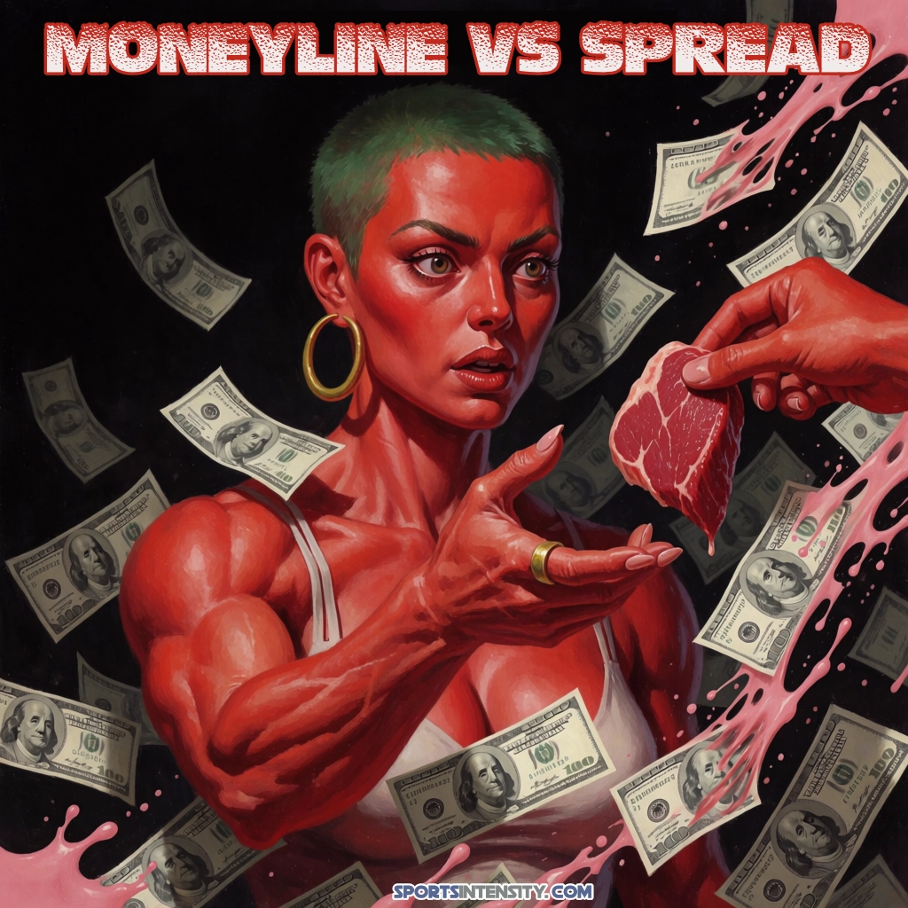 an image depicting a woman trying to understand the meaning of the moneyline vs spread