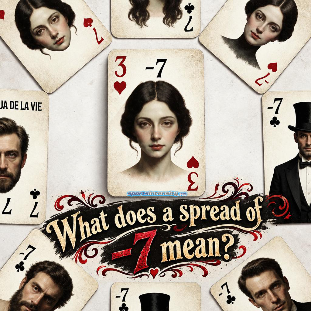 an image depicting playing cards illustrating the question what does a spread of -7 mean