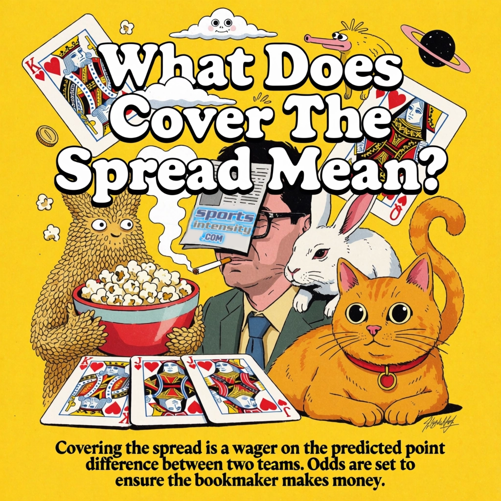 an image depicting a sports bettor ewxperiencing a dreamlike confusion as he wonders what does cover the spread mean