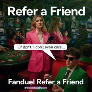 an image of a friend promising to enter the fanduel refer a friend code