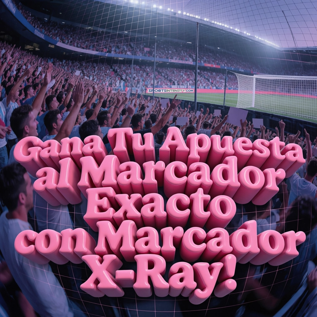 un cartel de un partido de fútbol que anuncia una calculadora de marcador exacto llamada marcador x-ray