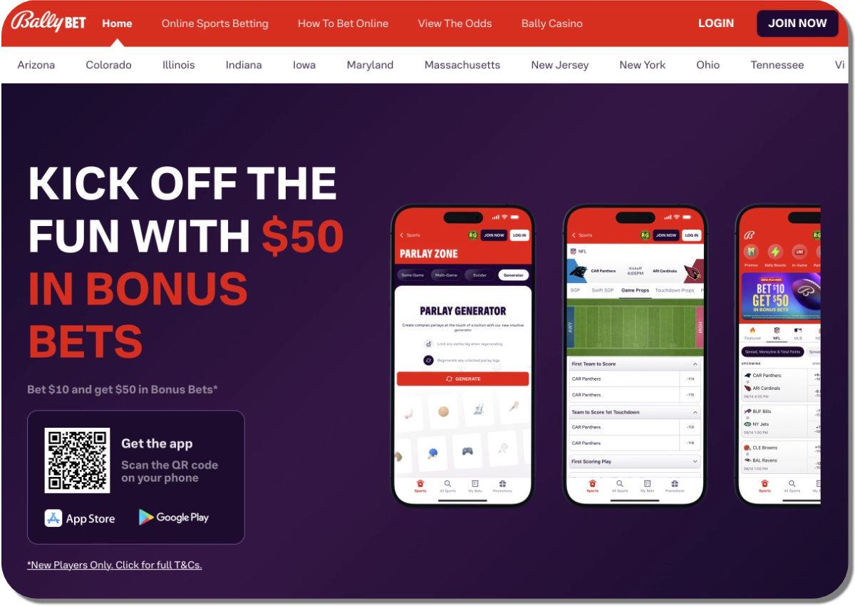Bally Bet sportsbook desktop homepage