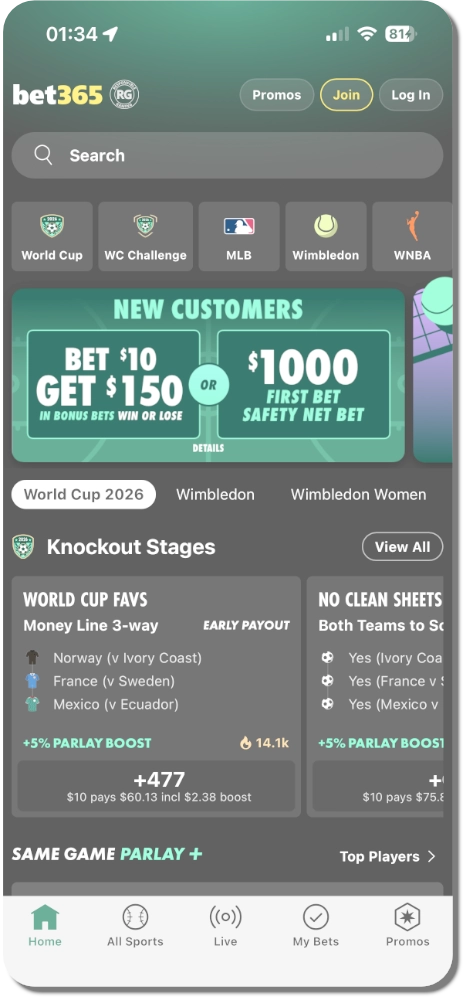 bet365 Sportsbook mobile app