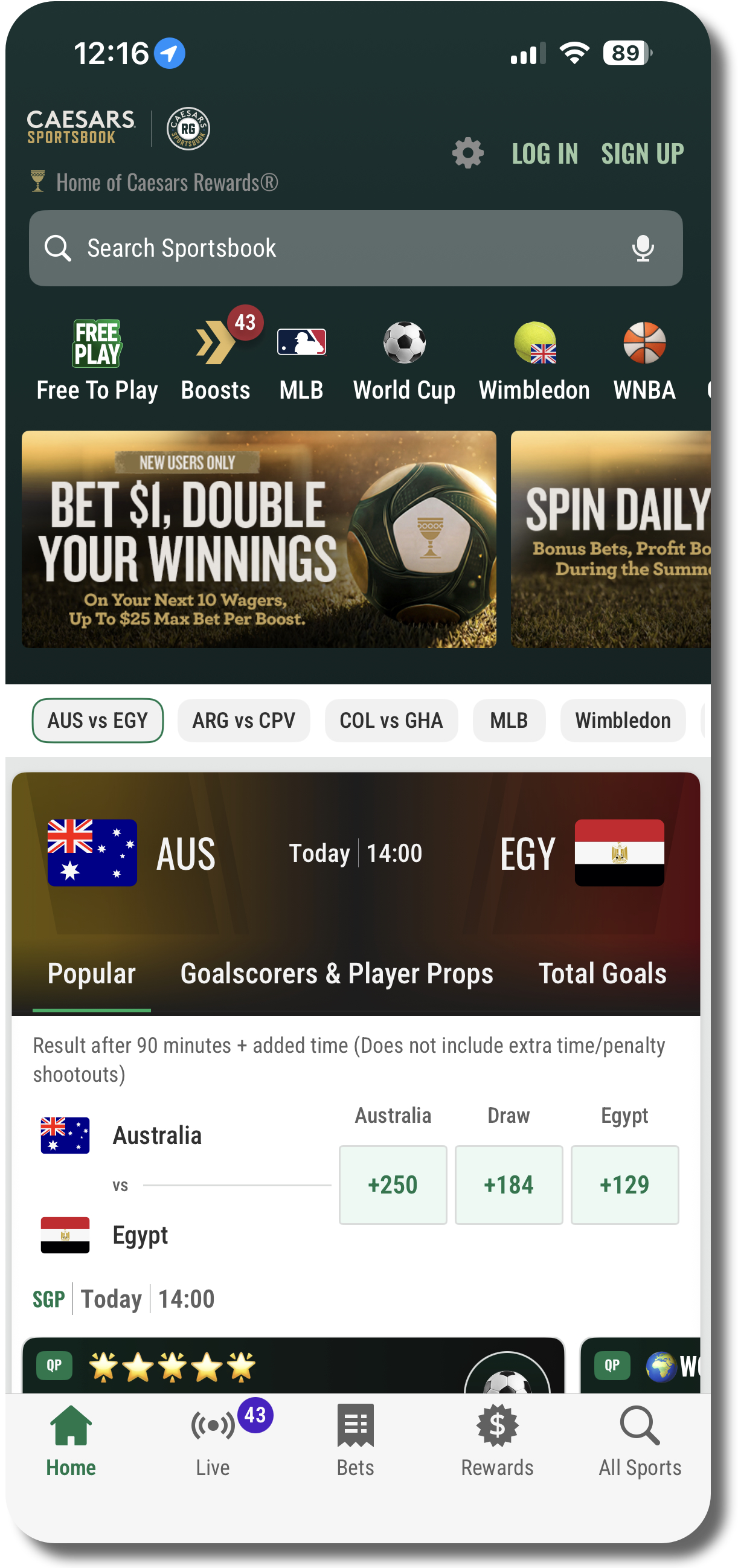 Caesars Sportsbook mobile app
