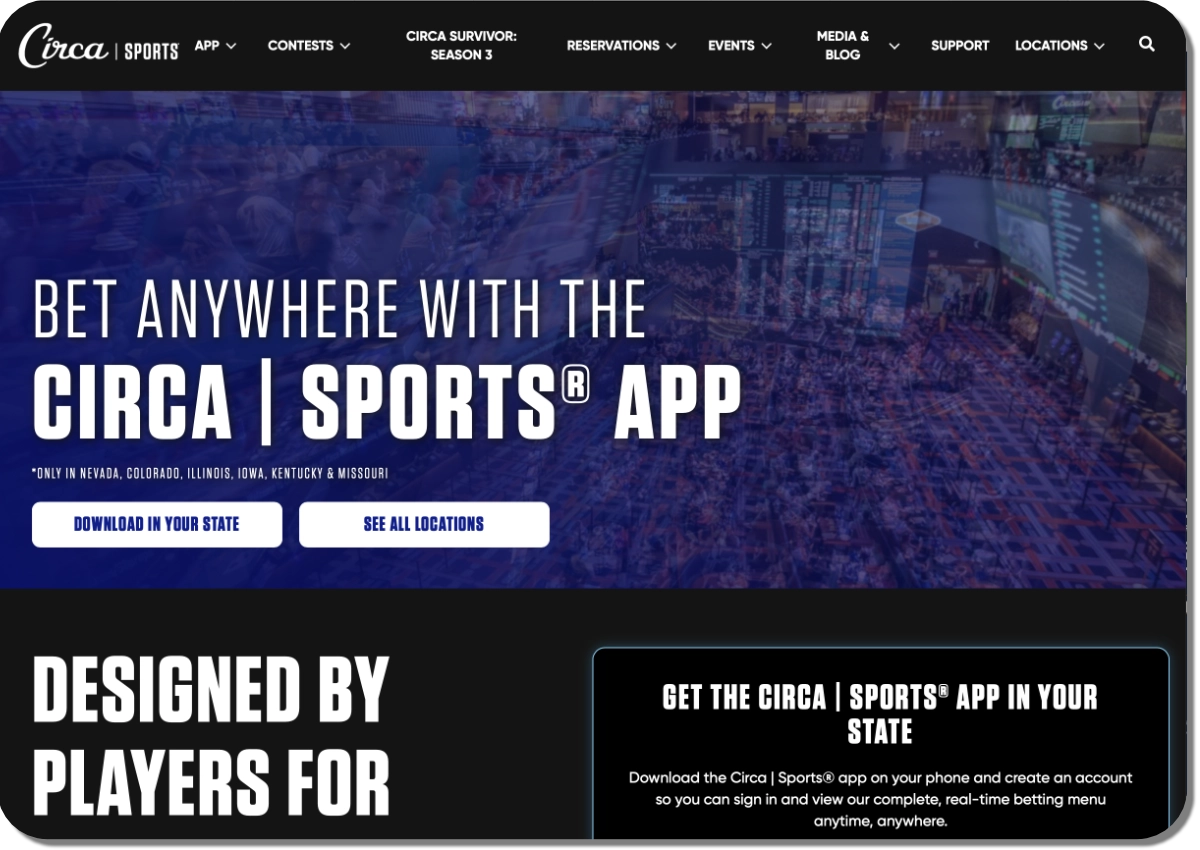 Circa Sports home screen