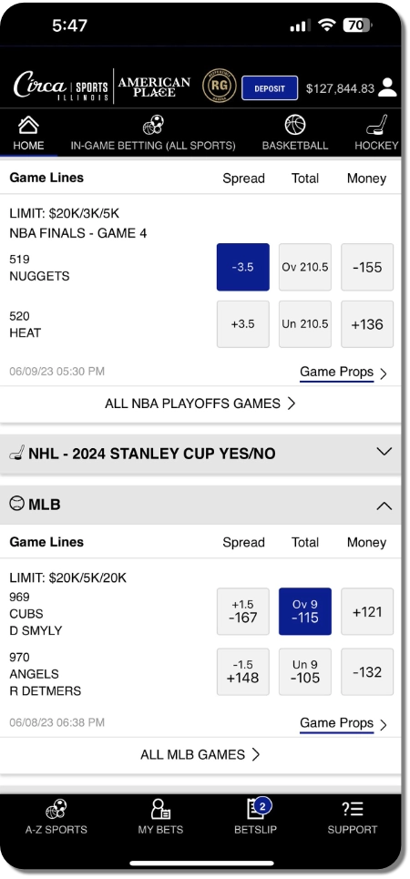 Circa Sports mobile app
