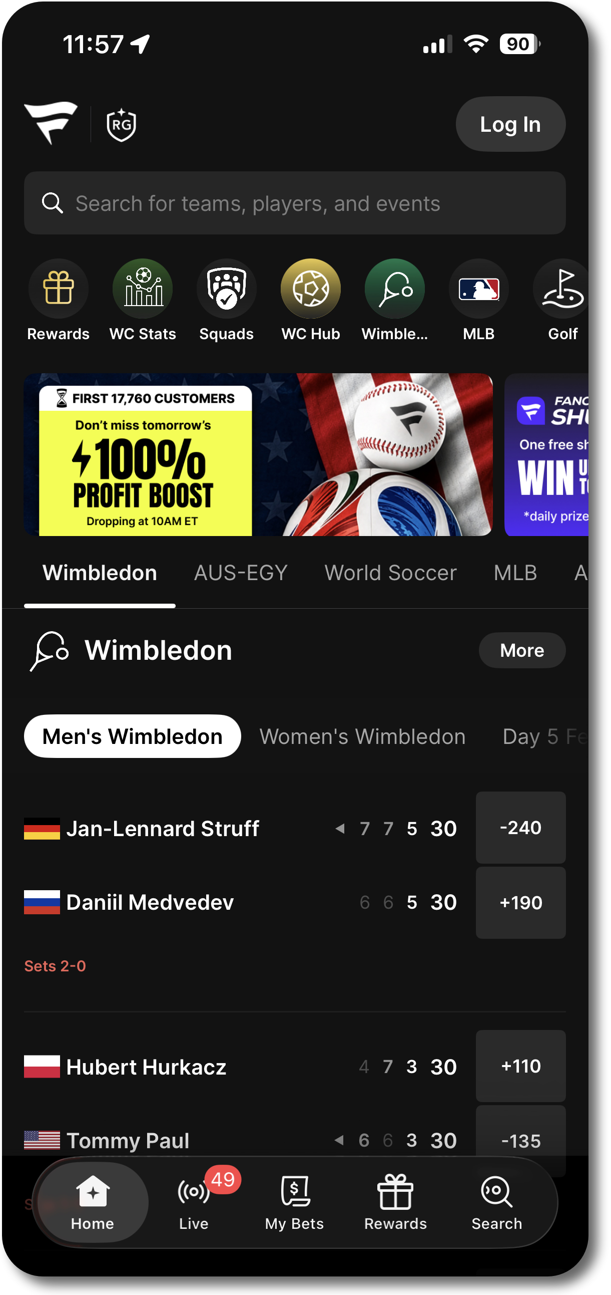 Fanatics Sportsbook mobile app