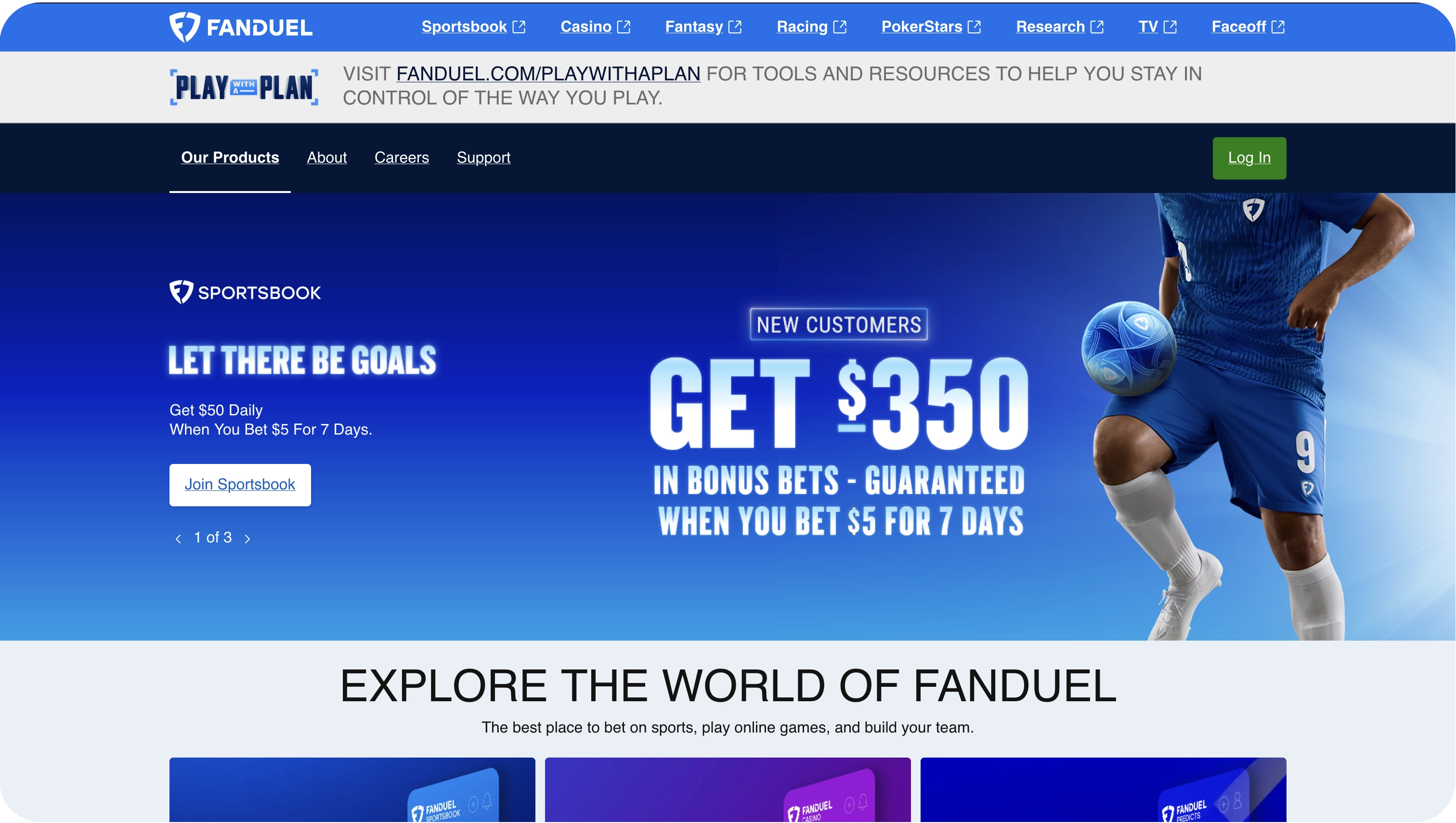 FanDuel Sportsbook home screen