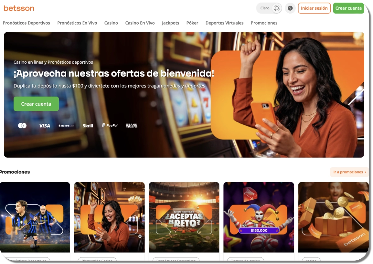 Betsson Chile: página de apuestas deportivas en escritorio
