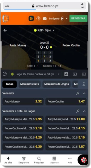 Betano Perú: interfaz móvil de apuestas deportivas