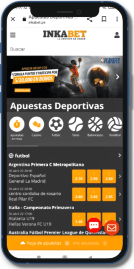Inkabet Perú: apuestas deportivas en el celular